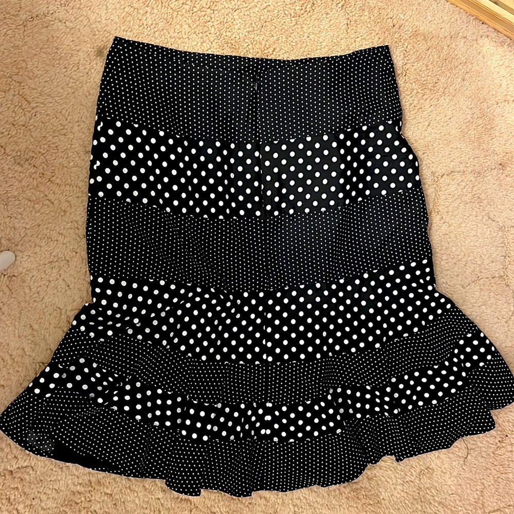 Karl Lagerfeld - New - Tiered Black/White Polka Dot Skirt